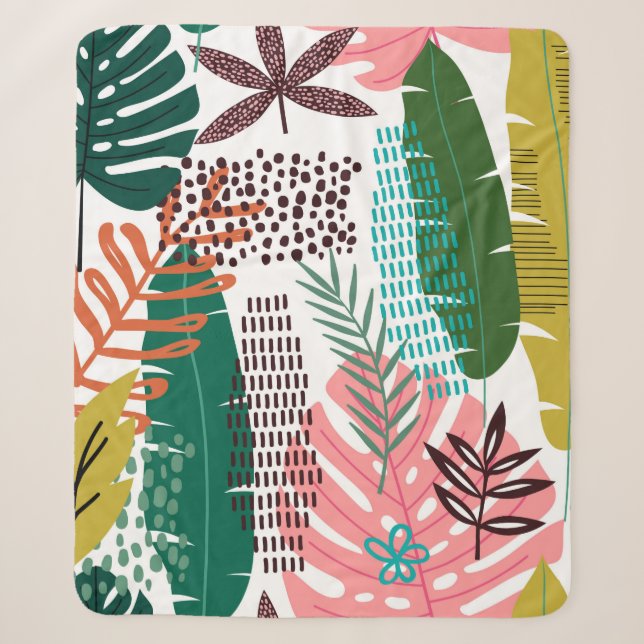 Manta Sherpa Seamless pattern tropical background with Monstera (Anverso)