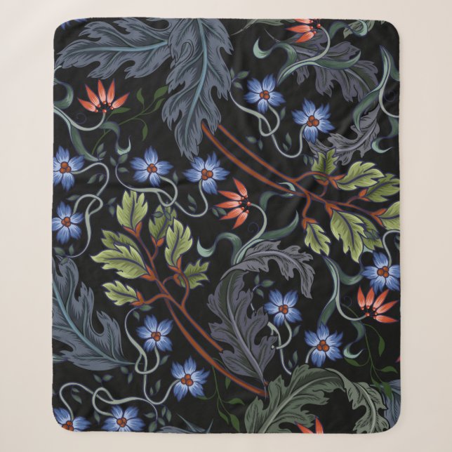 Manta Sherpa Seamless pattern with flowers in art deco style. M (Anverso)