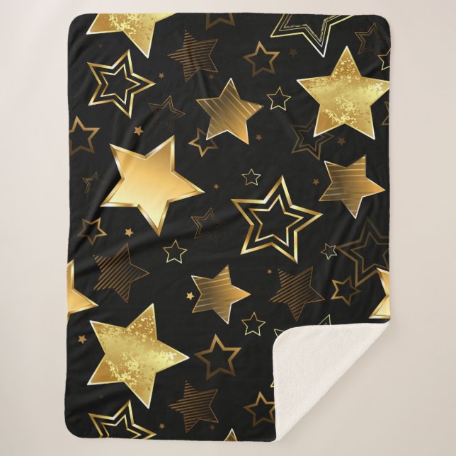 Manta Sherpa Seamless pattern with Golden Stars (Anverso)