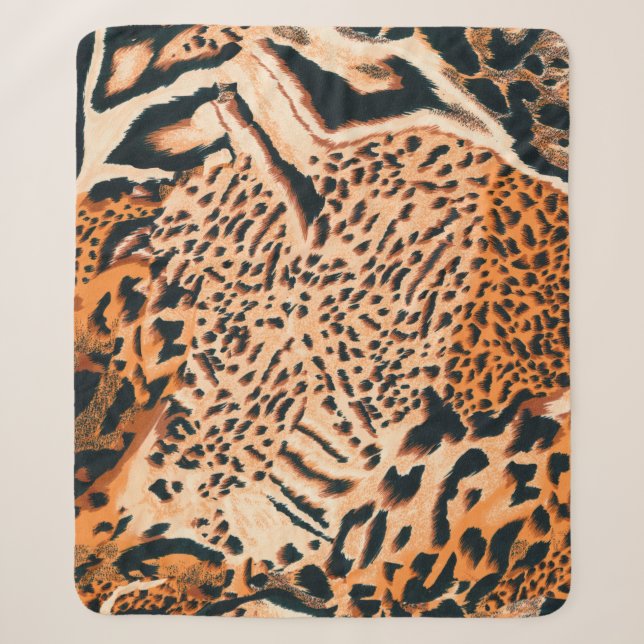 Manta Sherpa Seamless tiger, leopard and jaguar. Seamless textu (Anverso)