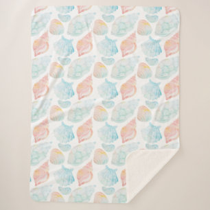 Manta Sherpa Seashell Watercolor Sherpa Blanket