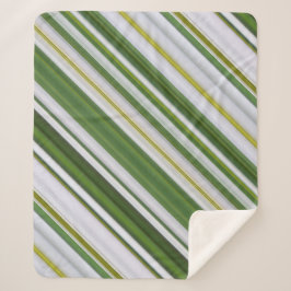 Manta Sherpa Seda de verano franja blanca y verde