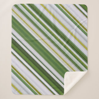 Manta Sherpa Seda de verano franja blanca y verde