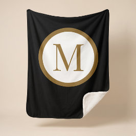 Manta Sherpa Sello de centro monograma negro y dorado personali