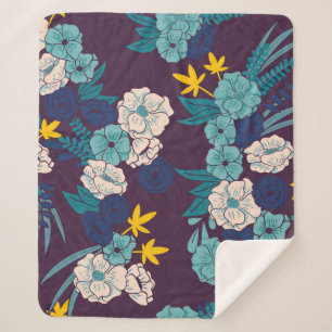 Manta Sherpa Selva floral con serpientes sin soldadura, trópico