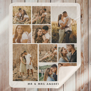 Manta Sherpa Sencillo Collage de fotos moderno Pareja encantado