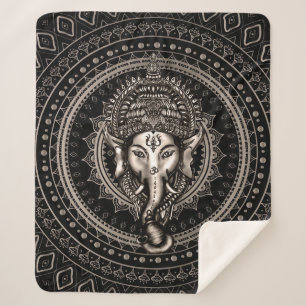 Manta Sherpa Señor Ganesha - negro de la sepia