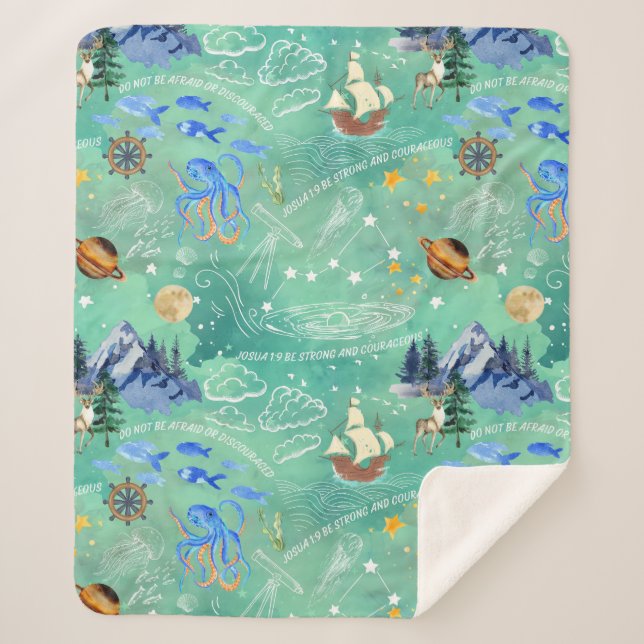 Manta Sherpa Ser fuerte y valiente - Impresión de patrones sin  (Anverso)