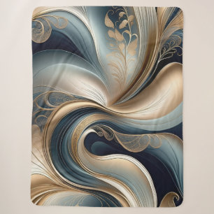 Manta Sherpa Serenata Dorada - Floral Abstracta Azul Turquesa y