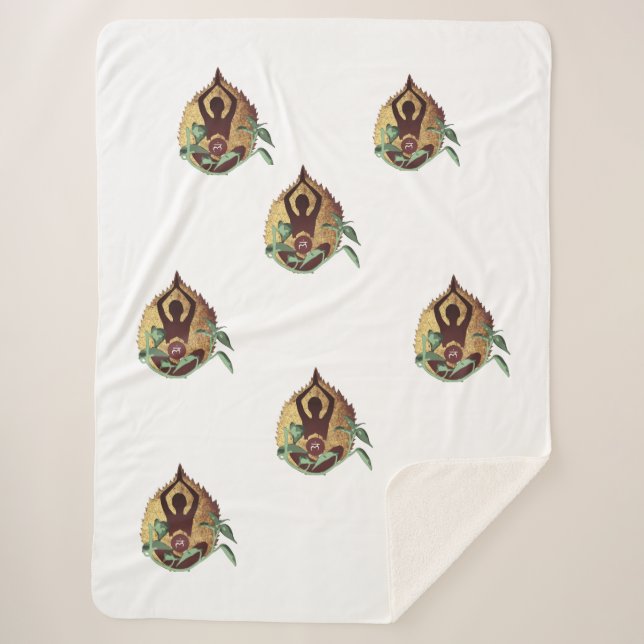 Manta Sherpa "Serene Harmony: Lotus Silhouette with Nature Symb (Anverso)