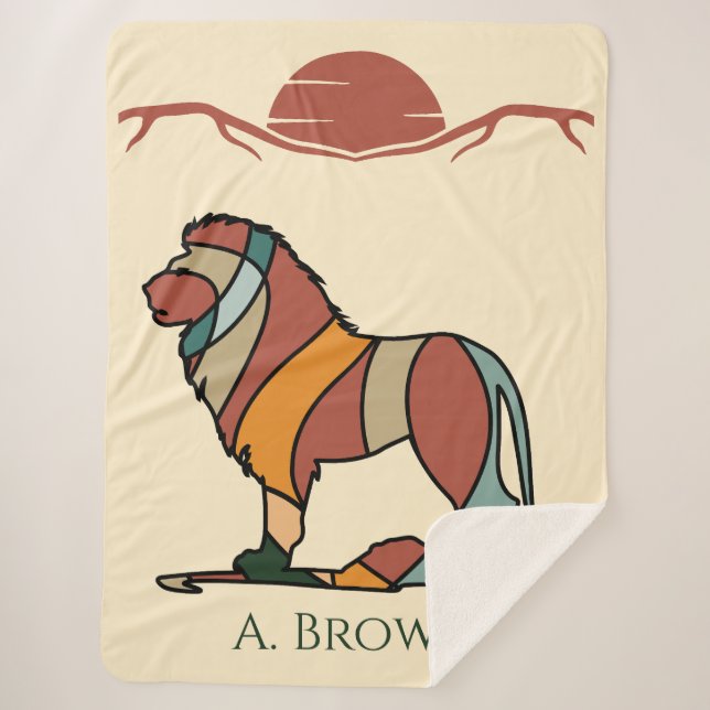 Manta Sherpa Serene Savanna Kind Lion Abstract Modern Earthy (Anverso)