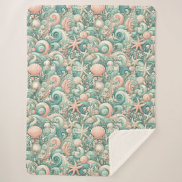 Manta Sherpa Serene Seashore Swirls: Susurros Pastel Ocean