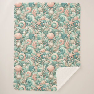 Manta Sherpa Serene Seashore Swirls: Susurros Pastel Ocean