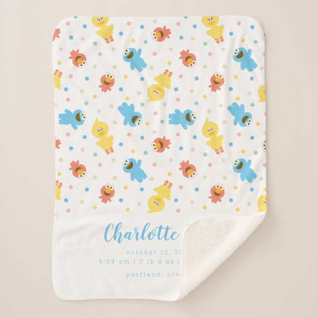 Manta Sherpa Sesame Pals White Polka Dot Birats (Anverso)