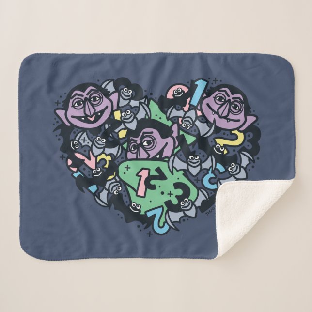 Manta Sherpa Sésamo | Conde von Count Doodle Heart (Anverso (horizontal))