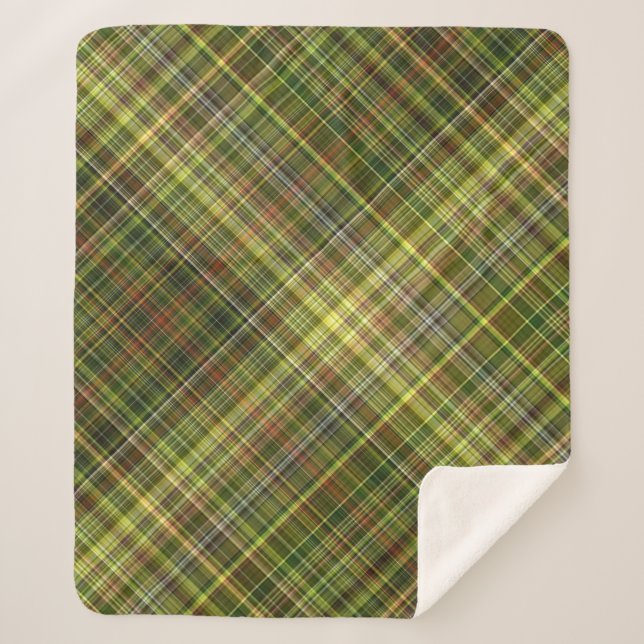 Manta Sherpa Sethy Hues Rust and Olive Plaid Sherpa Blanket (Anverso)