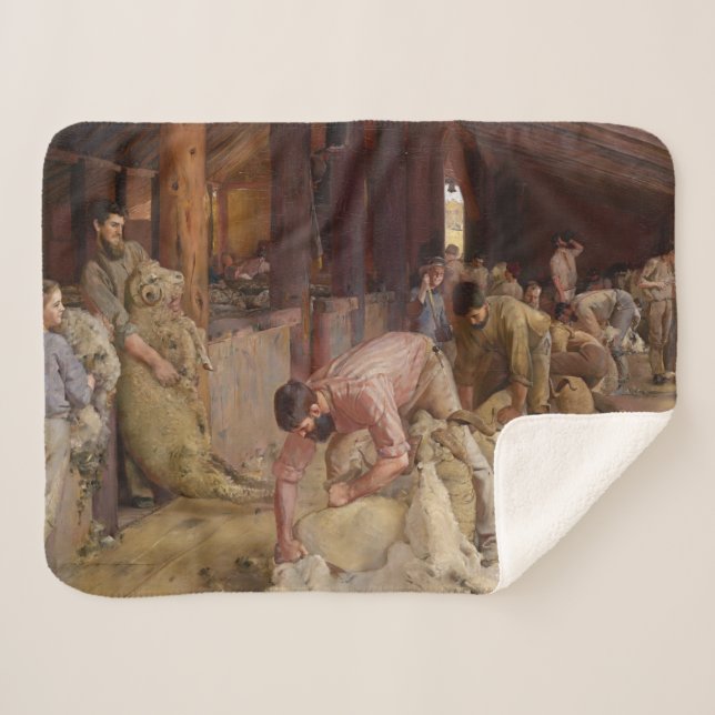 Manta Sherpa Shearing the Rams (Arte Australiano) (Tom Roberts) (Anverso (horizontal))