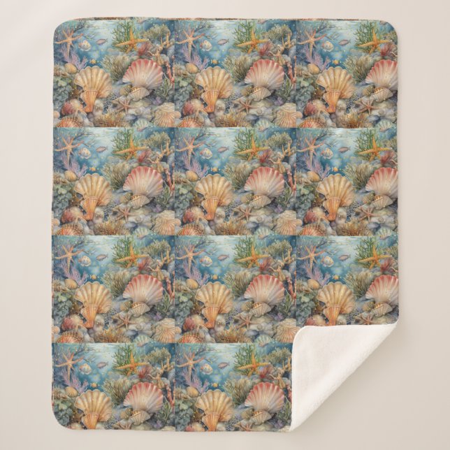 Manta Sherpa Shell Design Sherpa Blanket (Anverso)