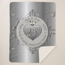 Manta Sherpa Sherpa Blanket, 25° aniversario de Boda de Plata