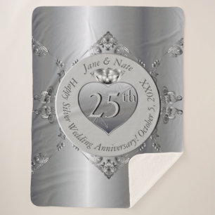 Manta Sherpa Sherpa Blanket, 25° aniversario de Boda de Plata