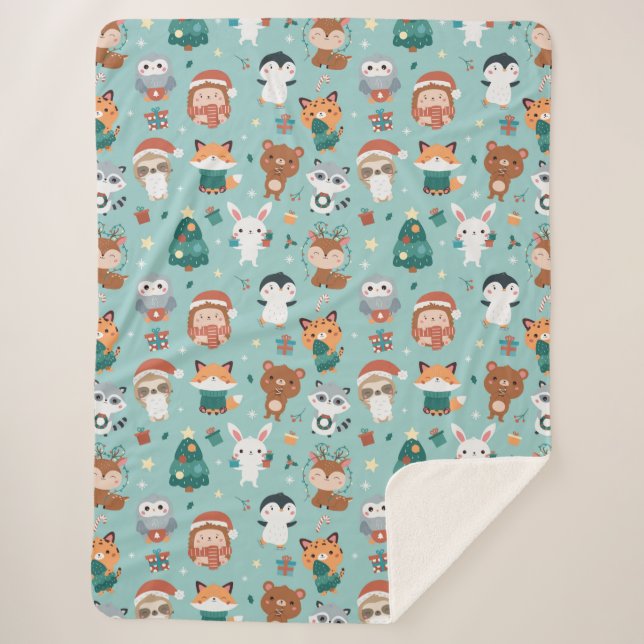 Manta Sherpa Sherpa Blanket Animales Adorables (Anverso)