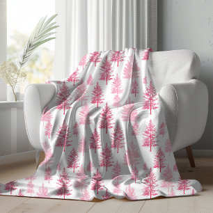 Manta Sherpa Sherpa Blanket, árboles de Navidad rosados minimal