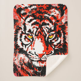 Manta Sherpa Sherpa Blanket, cabeza del tigre rojo realista