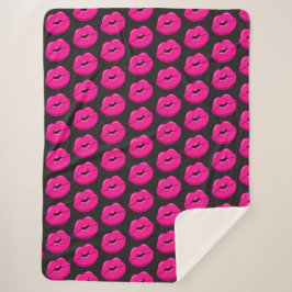 Manta Sherpa Sherpa Blanket con los labios de beso