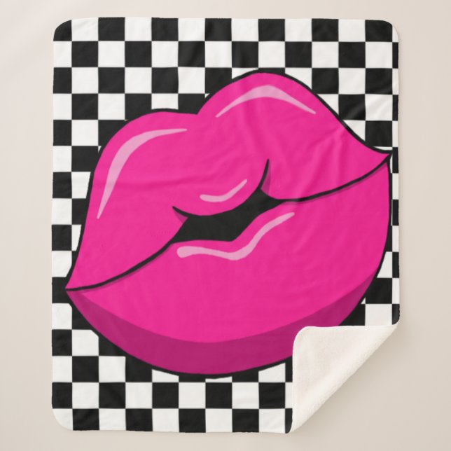 Manta Sherpa Sherpa Blanket con los labios de beso (Anverso)