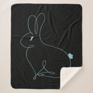 Manta Sherpa Sherpa Blanket con TEE Bunny azul gráfico negro