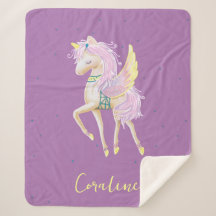 Sherpa Blanket con un lindo ilustracion unicornio.