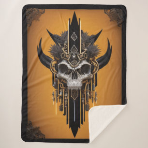Manta Sherpa Sherpa Blanket de cráneo tribal gótico