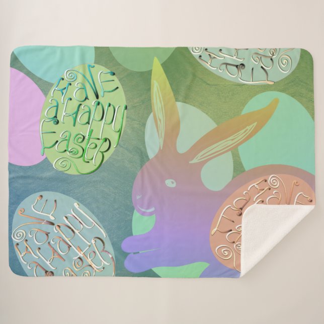 Manta Sherpa Sherpa Blanket de Eggs Bunny de Pascua (Anverso (horizontal))