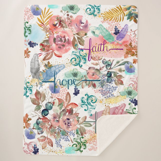 Manta Sherpa Sherpa Blanket Faith Hope Love (Anverso)