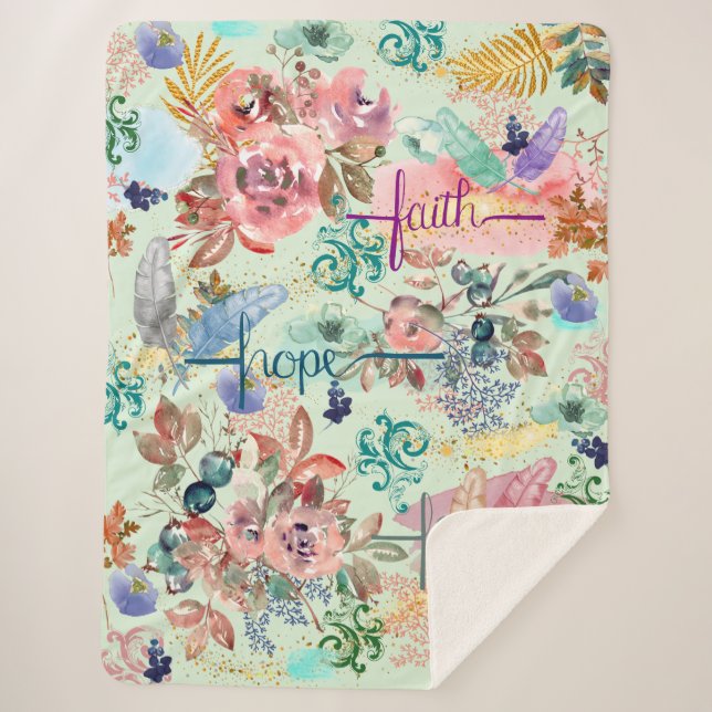 Manta Sherpa Sherpa Blanket Faith Hope Love (Anverso)