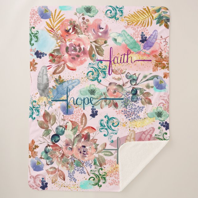 Manta Sherpa Sherpa Blanket Faith Hope Love (Anverso)