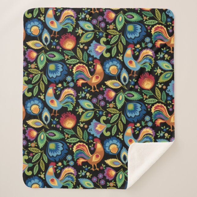 Manta Sherpa Sherpa Blanket, gallos folclóricos polacos (Anverso)