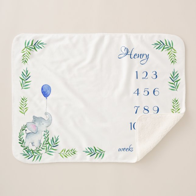 Manta Sherpa Sherpa Blanket Milestone Baby Boy Mensual Semanal (Anverso (horizontal))