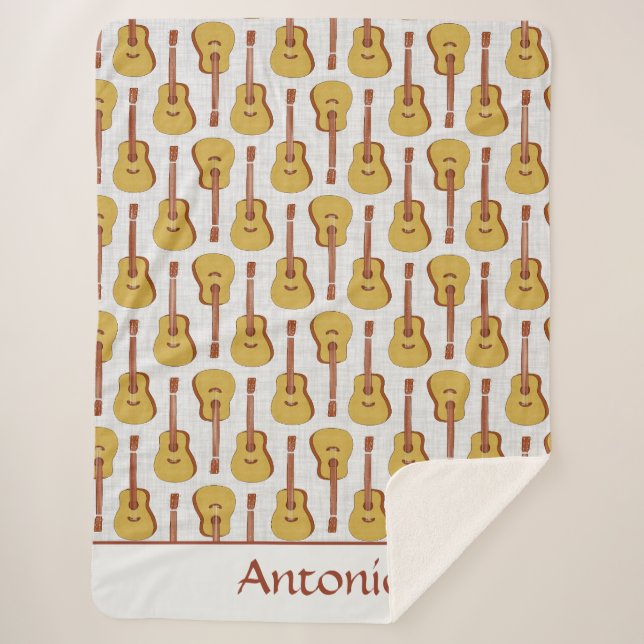 Manta Sherpa Sherpa Blanket personalizado de guitarra acústica (Anverso)