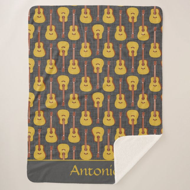 Manta Sherpa Sherpa Blanket personalizado de guitarra acústica (Anverso)