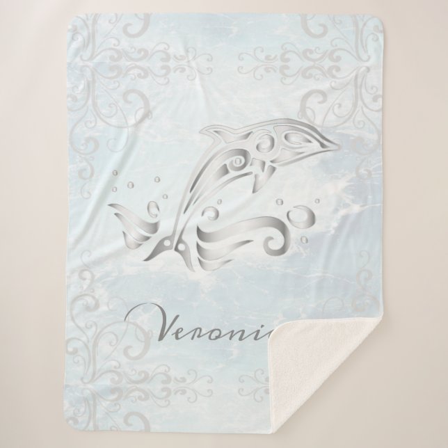 Manta Sherpa Sherpa Blanket personalizado para delfín gris (Anverso)
