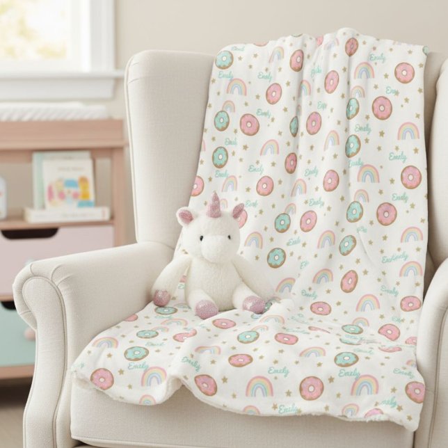 Manta Sherpa Sherpa Blanket Personalized Donut Rainbow Pattern (Subido por el creador)