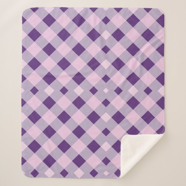Manta Sherpa Sherpa Blanket Purple gingham (Anverso)