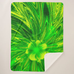 Manta Sherpa Sherpa Blanket Resumen Líneas Flor Verde