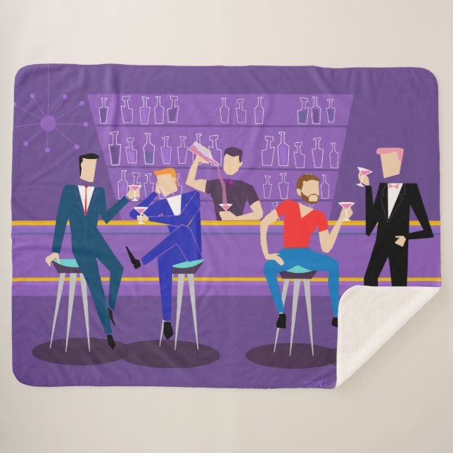 Manta Sherpa Sherpa Blanket Retro Gay Bar (Anverso (horizontal))