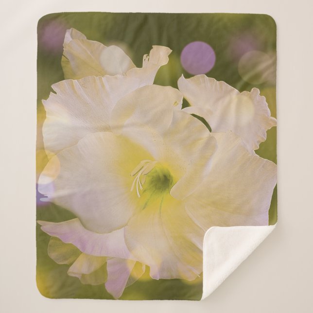 Manta Sherpa Sherpa Blanket Sword Lily Green Bokeh (Anverso)