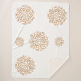 Manta Sherpa Sherpa Blanket with Mandala Patterns in Soft Brown