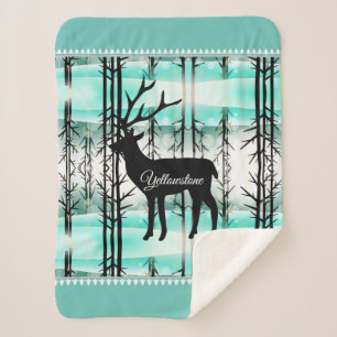 Manta Sherpa Sherpa Blanket-Yellowstone Deer