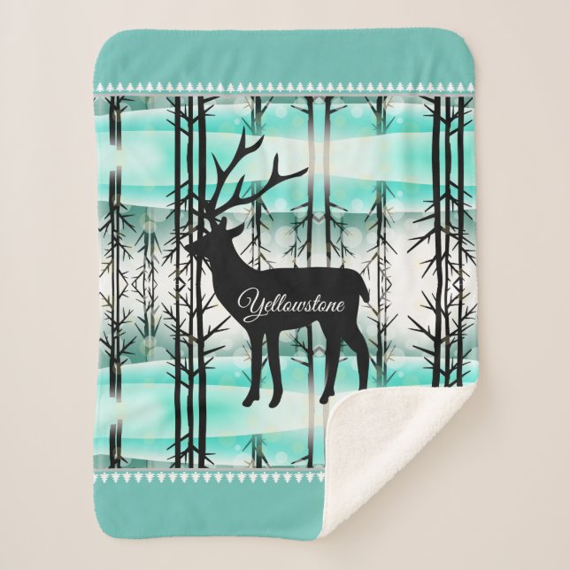 Manta Sherpa Sherpa Blanket-Yellowstone Deer (Anverso)