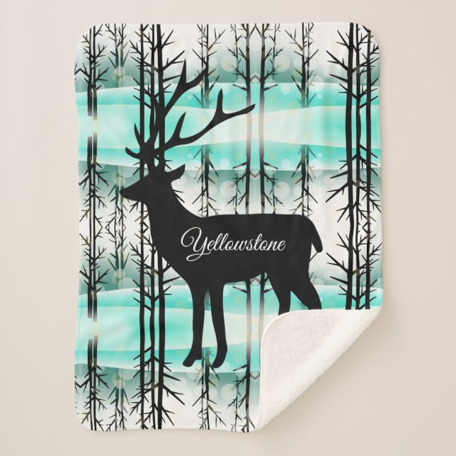 Manta Sherpa Sherpa Blanket-Yellowstone Deer (Anverso)